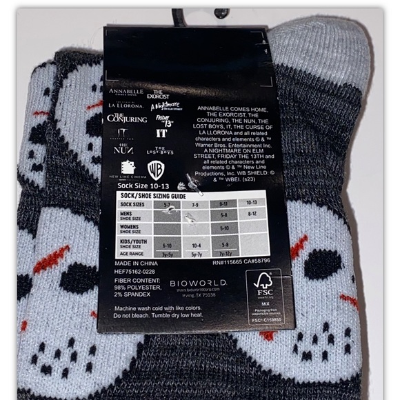Nightmare On Elm Street & Friday The 13 Crew Socks 2 Pair Men 8-12 Jason Freddy - Picture 4 of 10